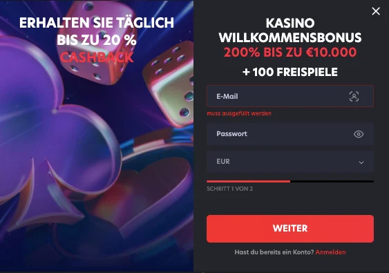 1red casino registration